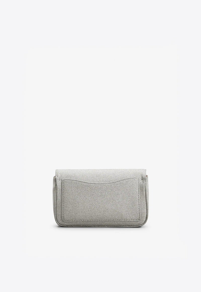 Roger Vivier Mini Jeu de Fille Clutch Bag in Glitter Fabric Silver RBWANMC0100K5UB200 B200