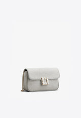 Roger Vivier Mini Jeu de Fille Clutch Bag in Glitter Fabric Silver RBWANMC0100K5UB200 B200