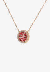 Intisars Me Oh Me VIP Full Pavé Red 18K Rose Gold Diamond Necklace Red