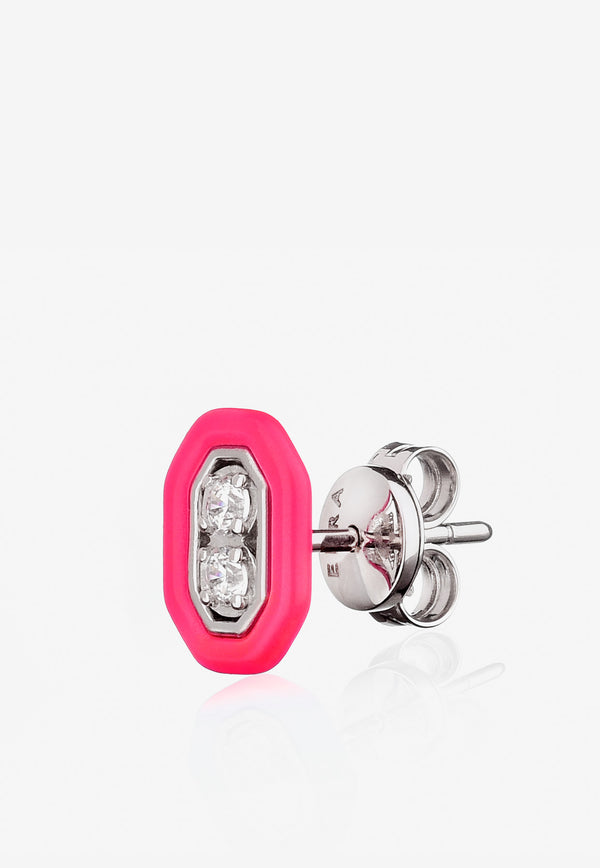 EÉRA Special Order - Roma Diamond Stud Earring in 18-karat White Gold Fuchsia RMEREN14U5