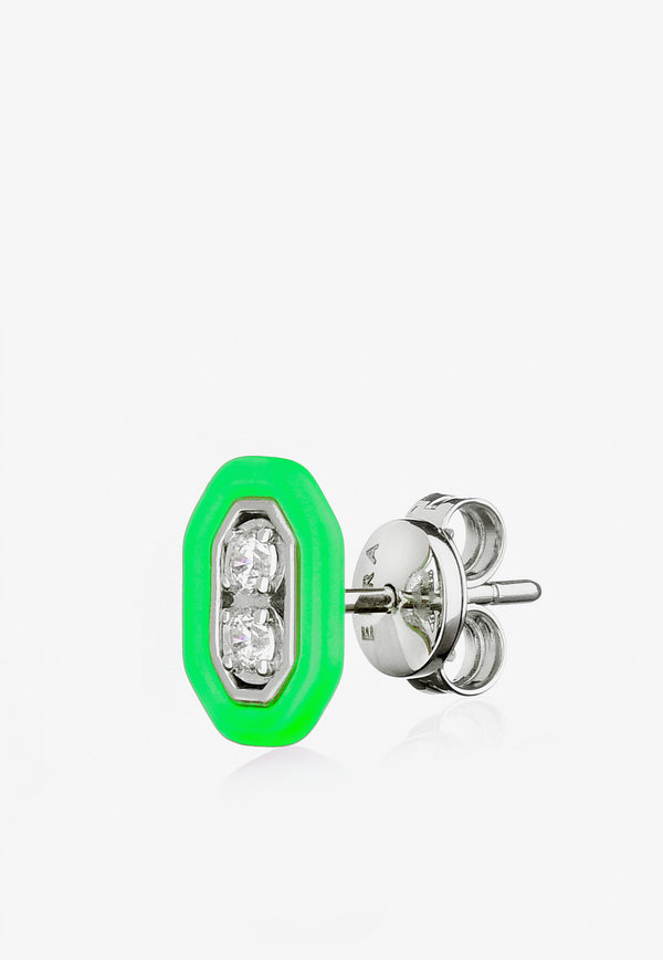 EÉRA Special Order - Roma Diamond Stud Earring in 18-karat White Gold Green RMEREN15U5