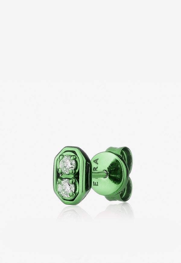 EÉRA Special Order - Roma Diamond Stud Earring in 18-karat White Gold Green RMERME15U4