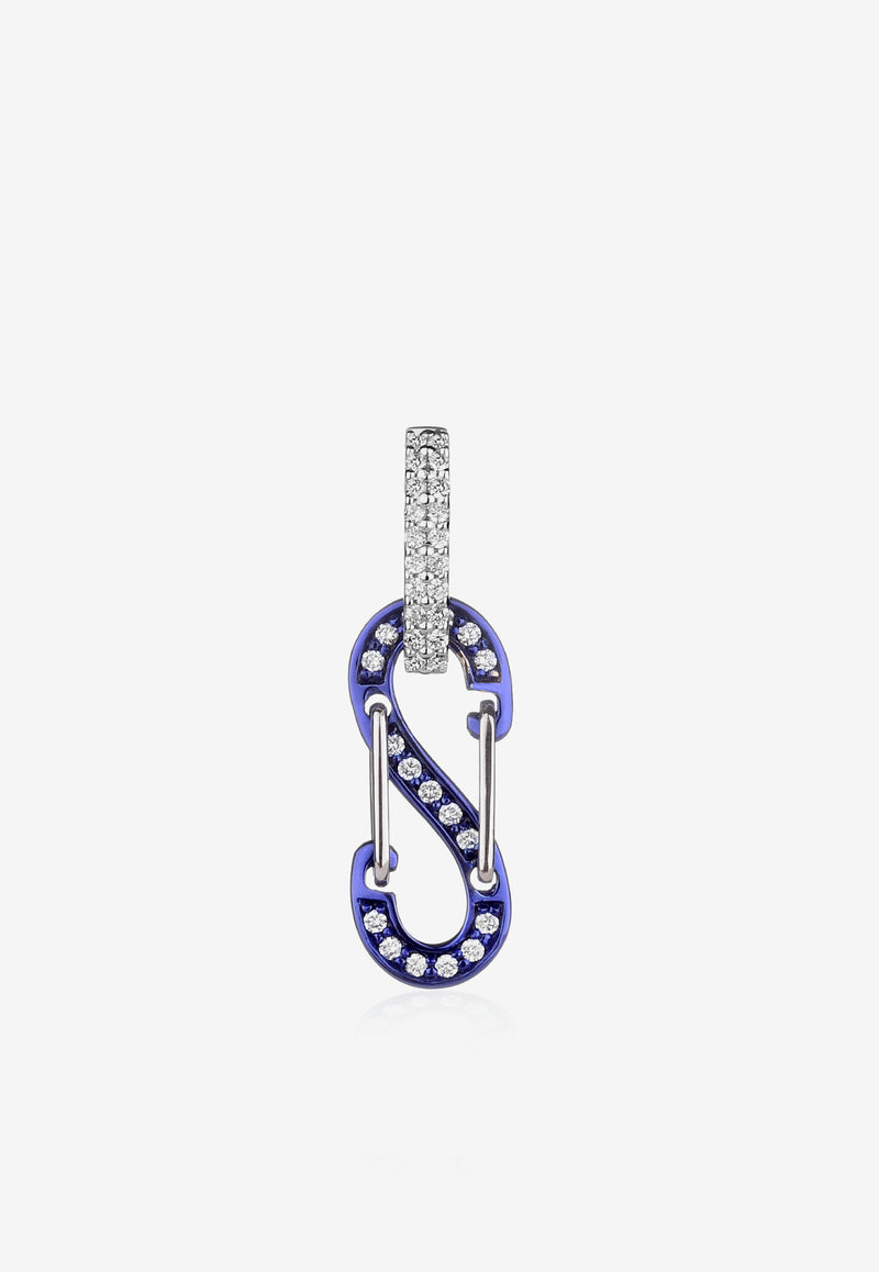 EÉRA Special Order - Small Romy Diamond Pave Single Earring in 18-karat White Gold Blue ROERFP08S1