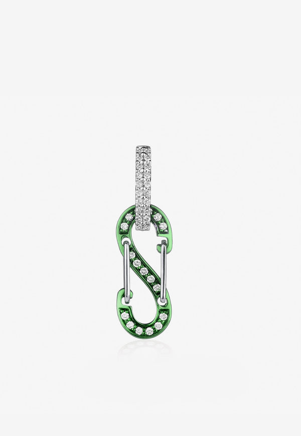 EÉRA Special Order - Small Romy Diamond Pave Single Earring in 18-karat White Gold Green ROERFP15S1