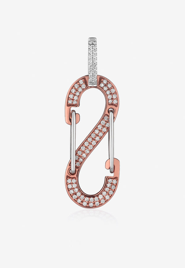 EÉRA Special Order - Big Romy Diamond Pave Single Earring in 18-karat White Gold Pink ROERFP07B1