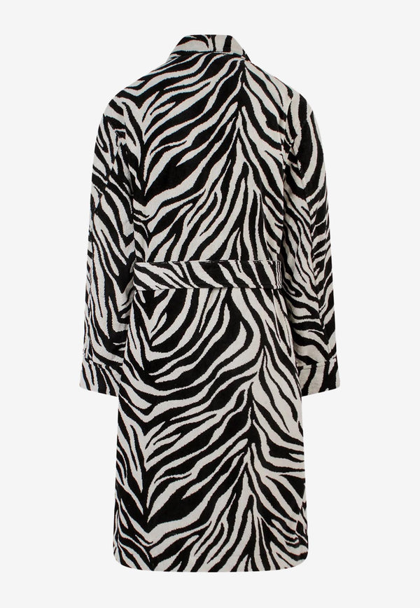 Tom Ford Zebra Print Bathrobe with TF Embroidery Monochrome RSL001-FMC030S23 XLBJB