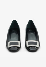 Roger Vivier Belle Vivier 45 Metal Buckle Pumps in Patent Leather Black RVW00600920D1PB999 B999