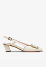 Roger Vivier Belle Vivier 45 Slingback Pumps in Patent Leather Off-white RVW00625600D1PC019 C019