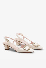 Roger Vivier Belle Vivier 45 Slingback Pumps in Patent Leather Off-white RVW00625600D1PC019 C019