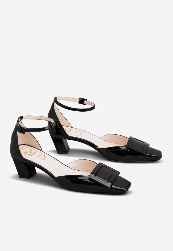 Roger Vivier Belle Vivier 45 Lacquered Buckle Pumps in Patent Leather RVW00633310D1PB999 B999 Black