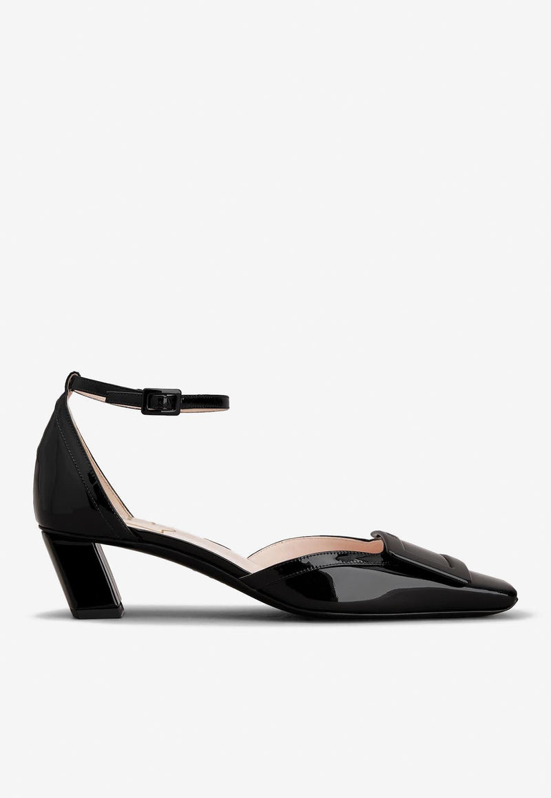 Roger Vivier Belle Vivier 45 Lacquered Buckle Pumps in Patent Leather RVW00633310D1PB999 B999 Black