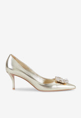 Roger Vivier 65 Crystal-Embellished Buckle Pumps in Nappa Leather RVW41417620KACG005 G005 Gold