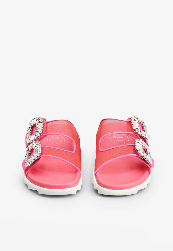 Roger Vivier Slidy Viv
 Strass Buckle Sandals Pink RVW45834360O8I0VQ2 0VQ2