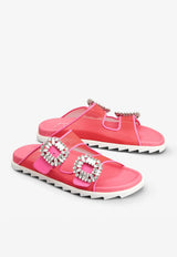 Roger Vivier Slidy Viv
 Strass Buckle Sandals Pink RVW45834360O8I0VQ2 0VQ2