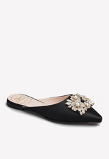 Bouquet Strass Pearl Buckle Flat Mules Roger Vivier RVW50233520RS0B999 Black