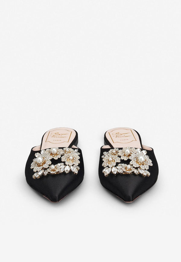 Roger Vivier Bouquet Strass Flat Mules Black RVW50233520RS0B999 B999