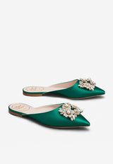 Roger Vivier Bouquet Strass Flat Mules Green RVW50233520RS0V016 V016