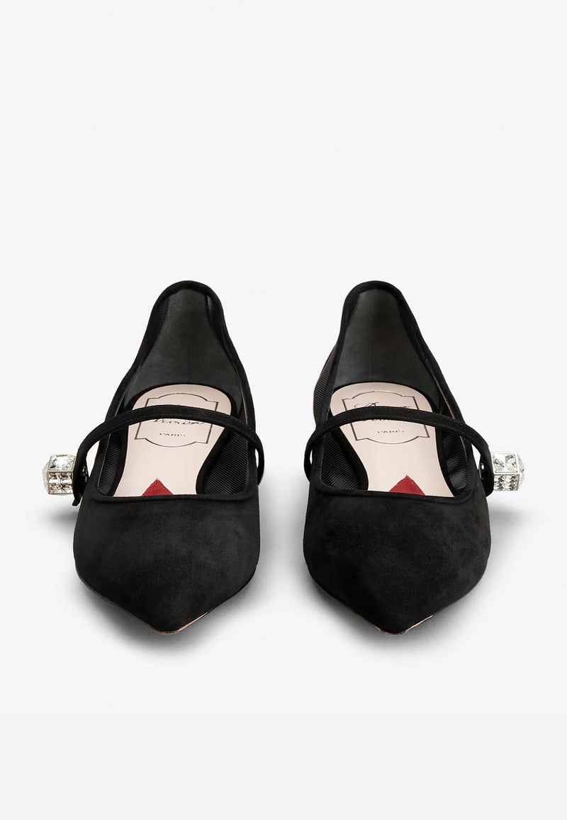 Roger Vivier Pointed-Toe Ballerina Flats Black RVW50234660MYPB999 B999