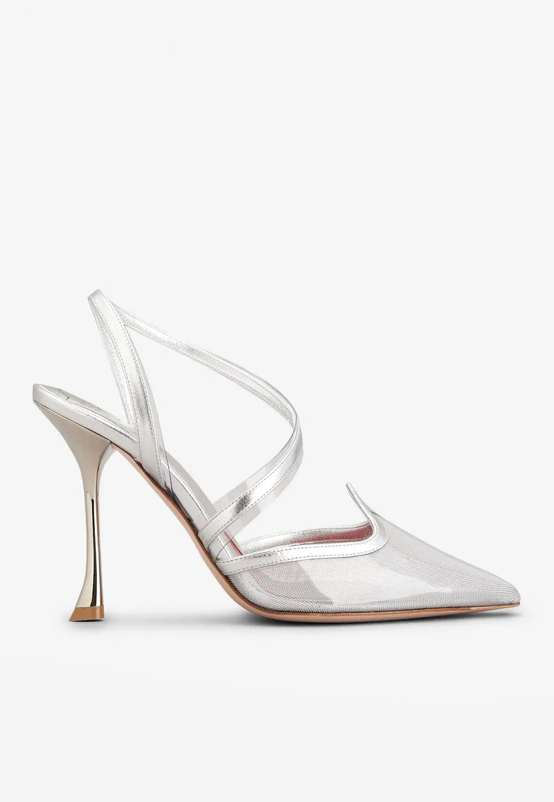 Roger Vivier I Love Vivier 100 Slingback Pumps Silver RVW53834670PE70547 0547