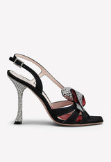 100 Strass Bow-Heel Sandals in Suede Roger Vivier RVW622334806PI4799 Black