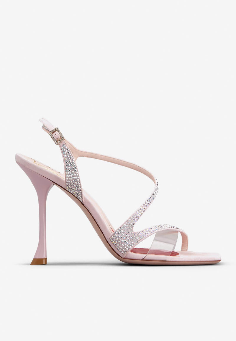 Roger Vivier I Love Vivier 100 Crystal Embellished Sandals RVW62235490S6L1U14 1U14 Pink