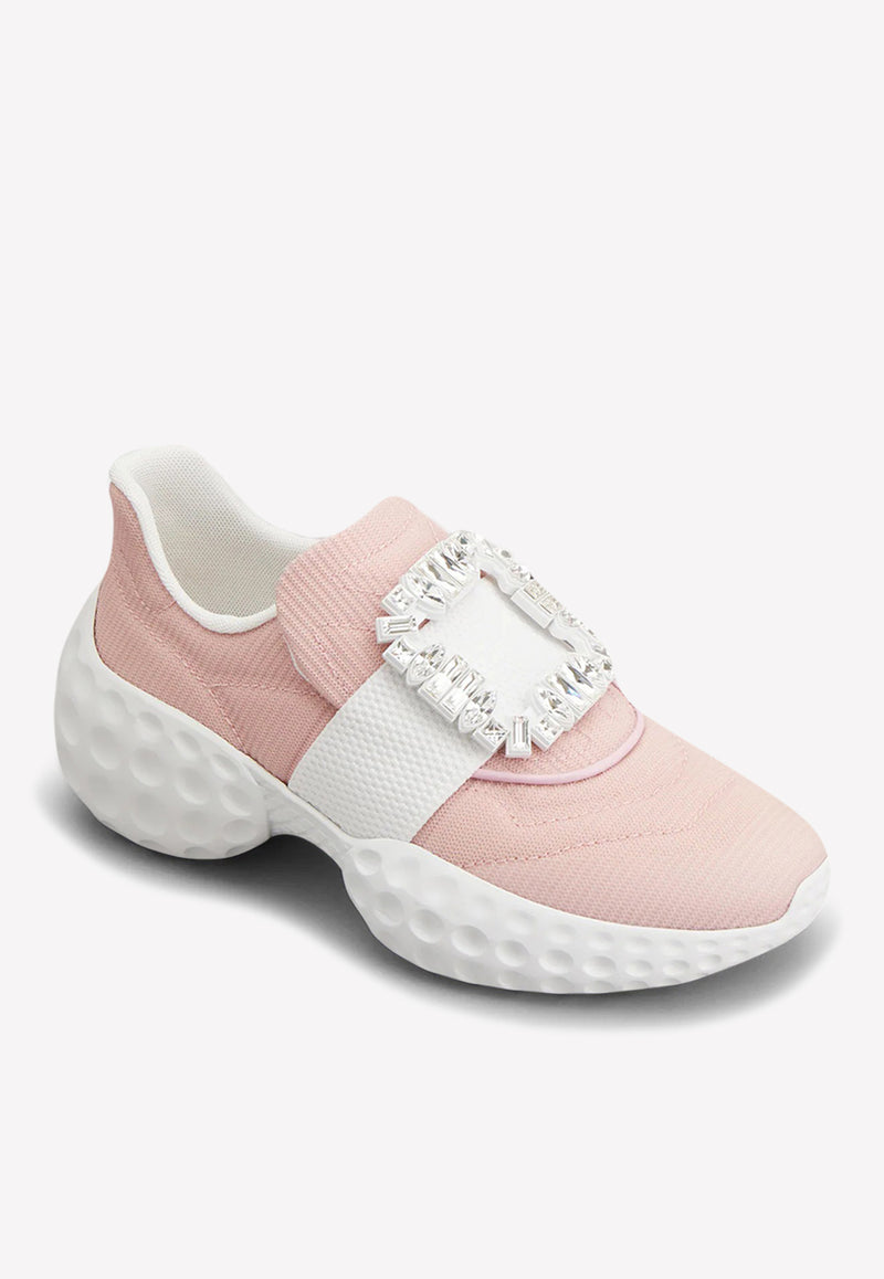 Viv
 Run Light Low-Top Sneakers with Strass Buckle Roger Vivier RVW63731340QPSM425 Pink