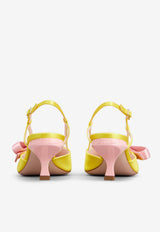 Roger Vivier 55 Virgule Bow Slingback Pumps in Satin RVW63835420RS01U17 1U17 Yellow