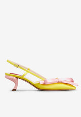 Roger Vivier 55 Virgule Bow Slingback Pumps in Satin RVW63835420RS01U17 1U17 Yellow