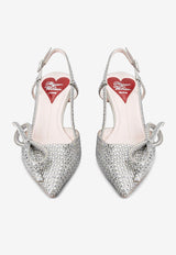 Roger Vivier 55 Virgule Bow Crystal Embellished Slingback Pumps RVW63835440RS0B007 B007 Silver