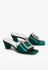 Roger Vivier Love 45 Rhinestone-Buckle Mules in Leather Green RVW65832610RS0V016 V016