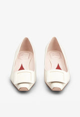 Roger Vivier Strass Heel Ballerina Flats in Patent Leather Off-white RVW69234560D1PC019 C019