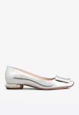 Roger Vivier Strass Heel Ballerina Flats in Patent Leather Silver RVW69234560KACB200 B200