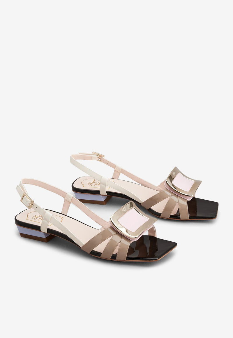 Roger Vivier Belle Vivier Metal Buckle Sandals in Patent Leather RVW69532620D1PKT25 KT25 Multicolor