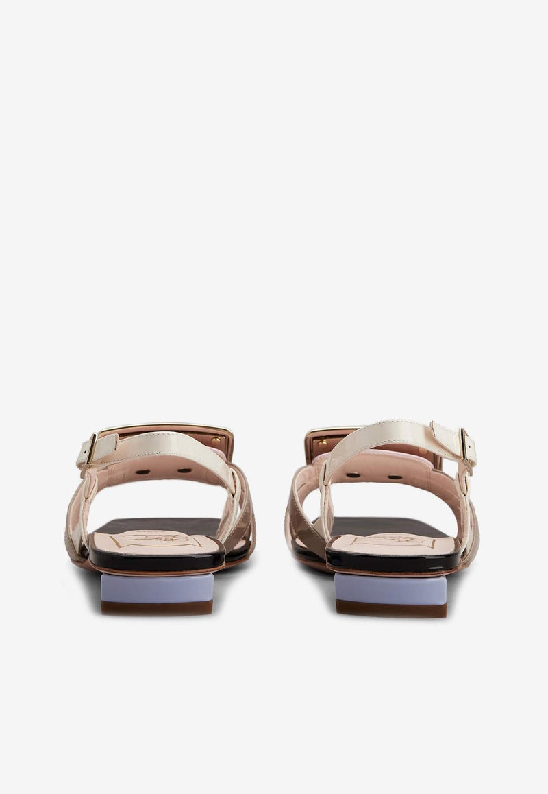 Roger Vivier Belle Vivier Metal Buckle Sandals in Patent Leather RVW69532620D1PKT25 KT25 Multicolor