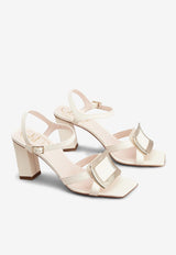 Roger Vivier Belle Vivier 75 Metal Buckle Sandals in Nappa Leather RVW6963515091TC019 C019 White