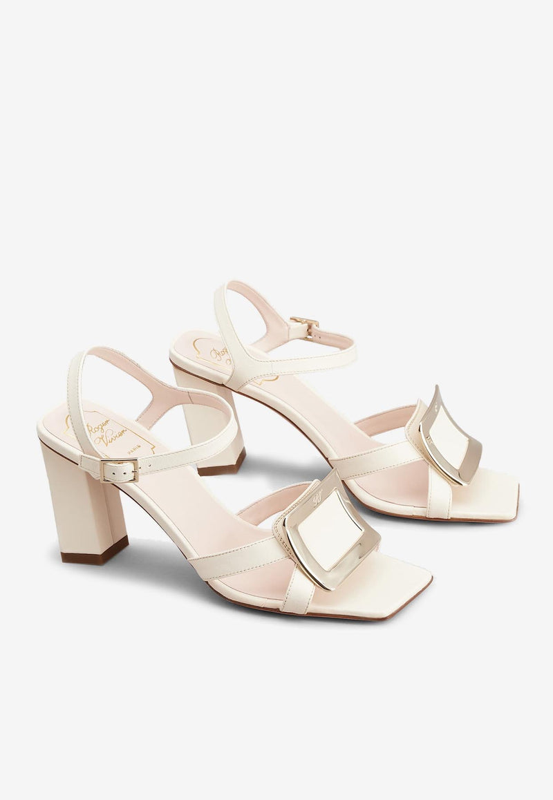 Roger Vivier Belle Vivier 75 Metal Buckle Sandals in Nappa Leather RVW6963515091TC019 C019 White