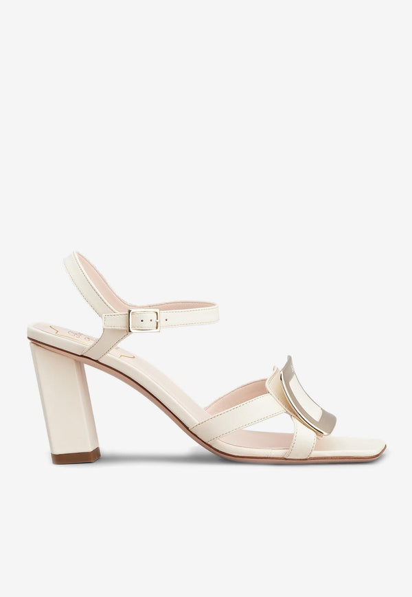 Roger Vivier Belle Vivier 75 Metal Buckle Sandals in Nappa Leather RVW6963515091TC019 C019 White