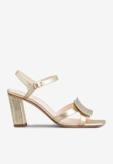 Roger Vivier Belle Vivier 75 Metal Buckle Sandals in Metallic Nappa Leather RVW69635150KACG005 G005 Gold