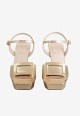 Roger Vivier 100 Platform Sandals in Metallic Nappa Leather RVW69935110KACG005 G005 Gold