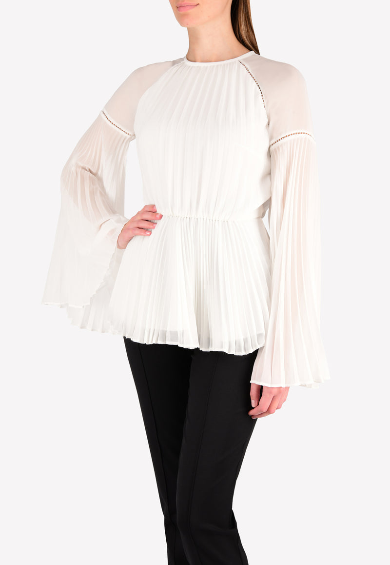 Rachel Gilbert White Nyla Pleated Fit &amp; Flare Top 17AWRG30055.IVO