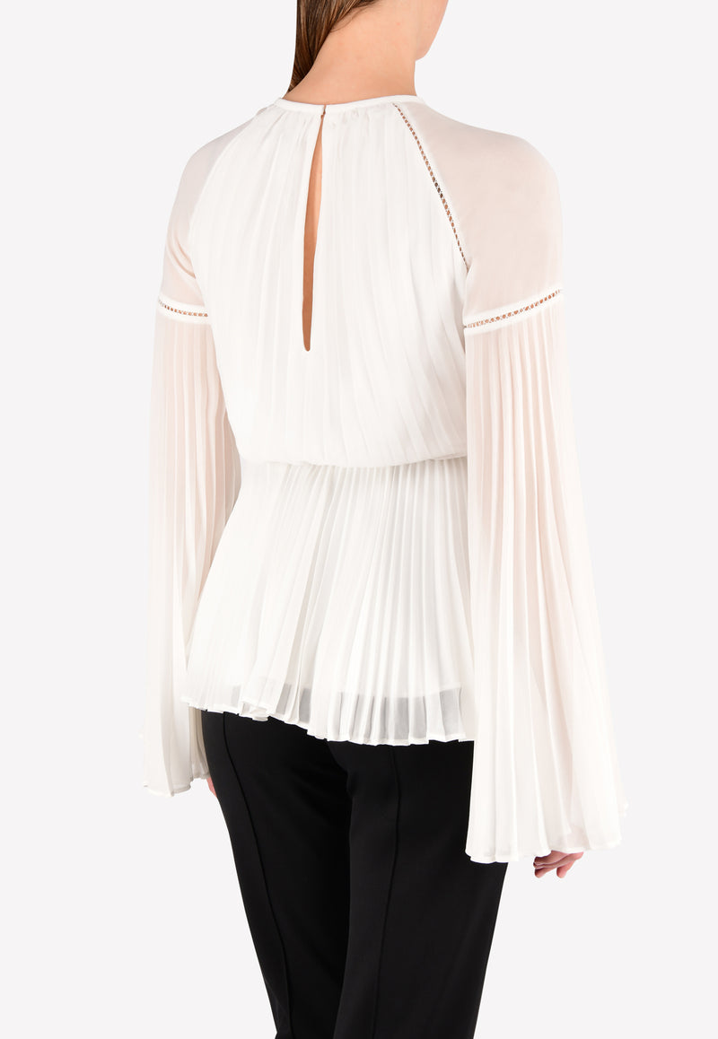 Rachel Gilbert White Nyla Pleated Fit &amp; Flare Top 17AWRG30055.IVO