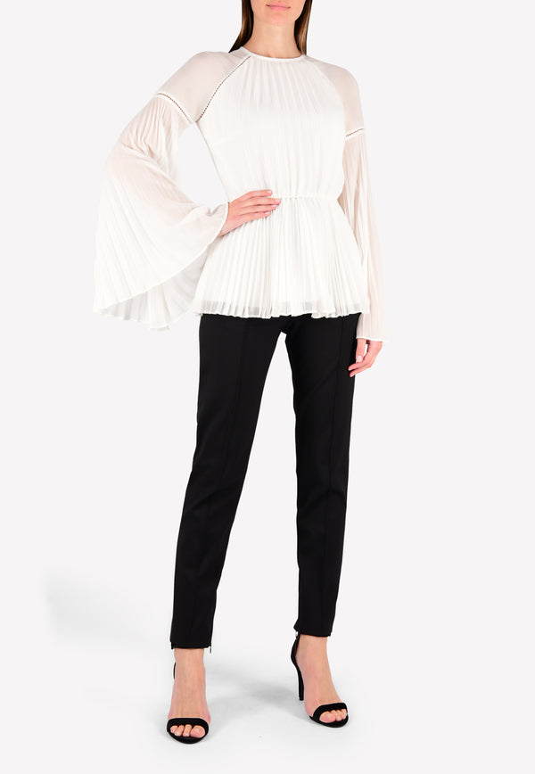 Rachel Gilbert White Nyla Pleated Fit &amp; Flare Top 17AWRG30055.IVO