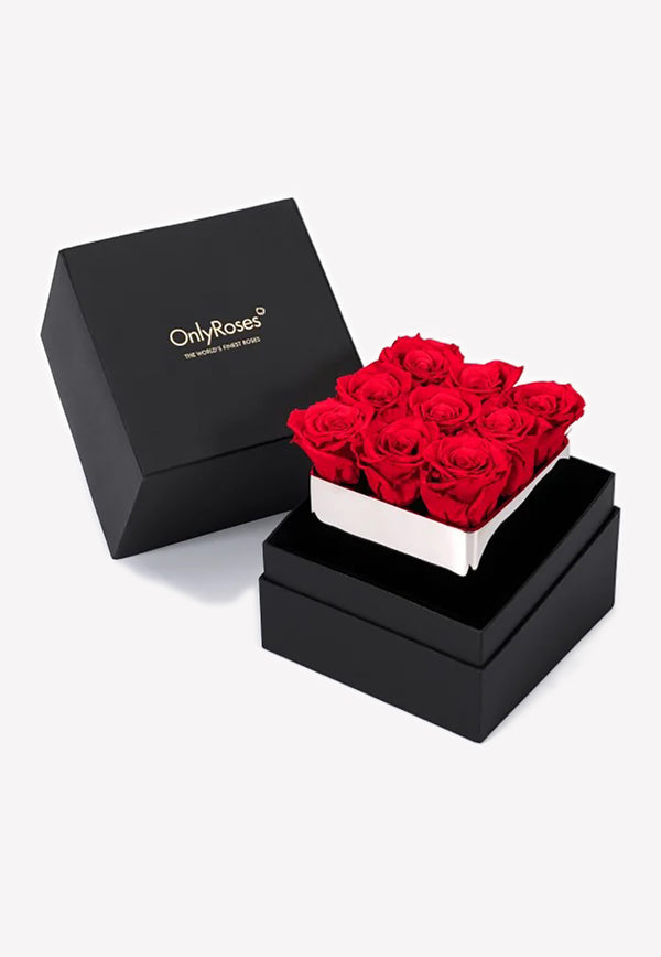 OnlyRoses Infinite Rose Silver Cube Raspberry 