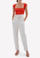 Jonathan Simkhai Red Abia Compact Rib Cropped Top ABIATOPRED