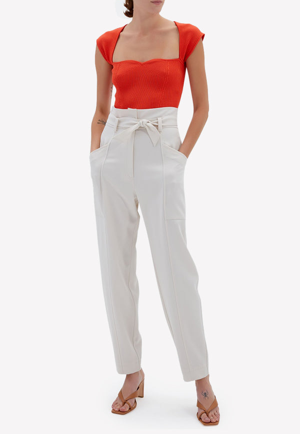 Jonathan Simkhai Red Abia Compact Rib Cropped Top ABIATOPRED