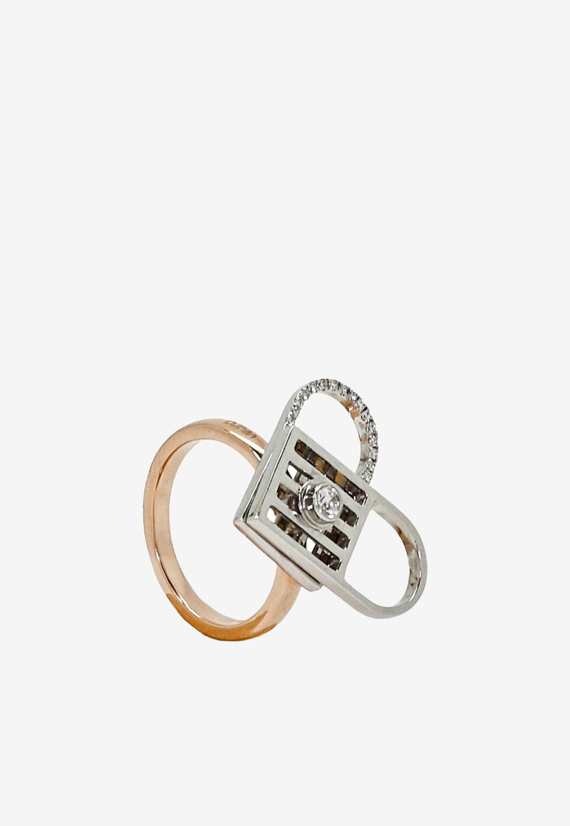 Djihan Unlock My Heart Diamond Ring in 18-karat Rose Gold Silver Rin-269