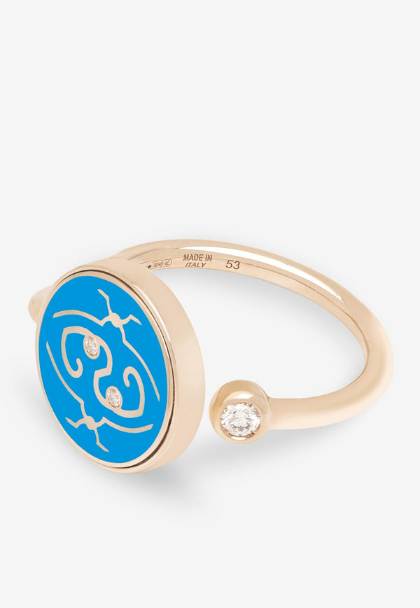 Intisars Me Oh Me Turquoise Happy 18K Rose Gold Diamond Ring Blue