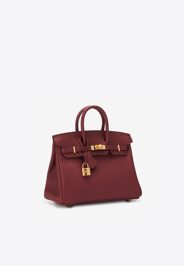 Birkin 25 in Rouge Vif Jonathan with Gold Hardware