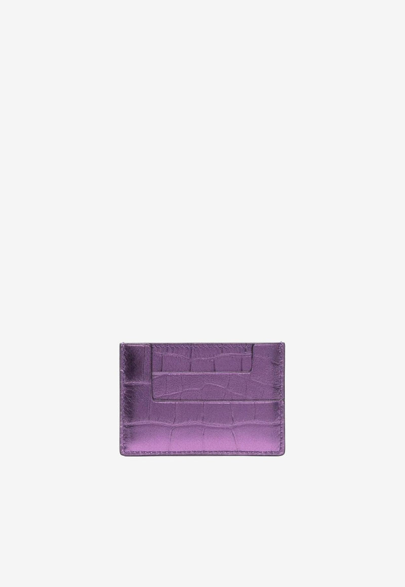 Tom Ford TF Cardholder in Metallic Croc Embossed Leather S0250-LCL348G 1V010 Purple