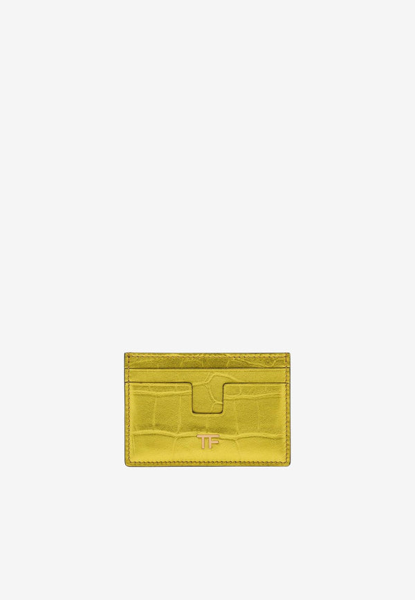 Tom Ford TF Cardholder in Metallic Croc Embossed Leather S0250-LCL348G 1Y003 Yellow